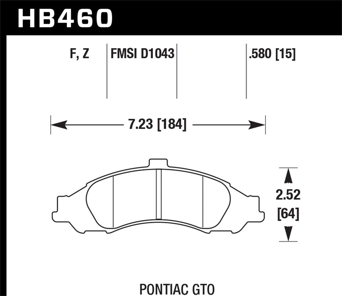 Hawk Street Brake Pads (2004-2004 GTO) - HB460Z.580