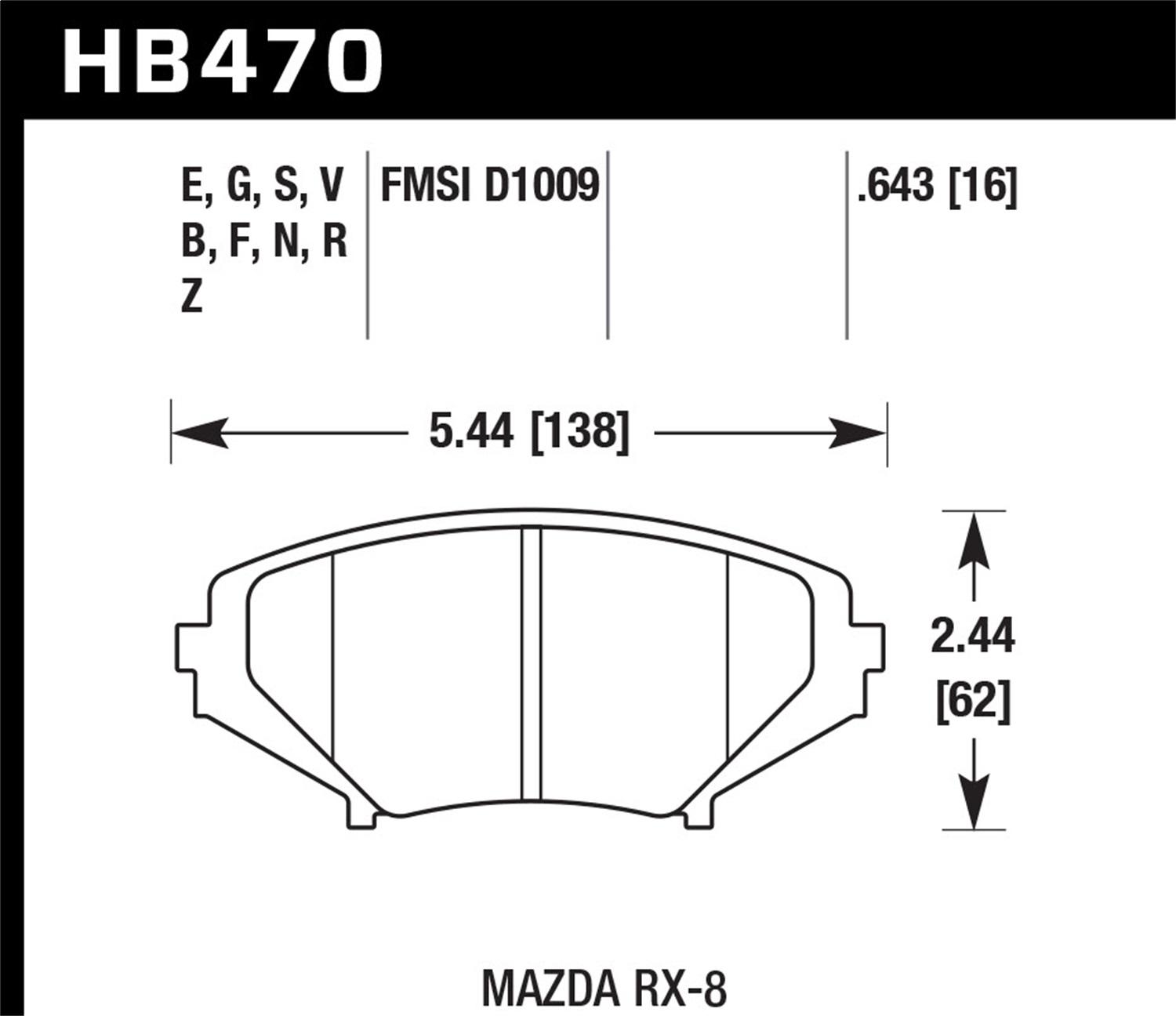 Hawk Street Brake Pads (2004-2011 RX-8) - HB470Z.643