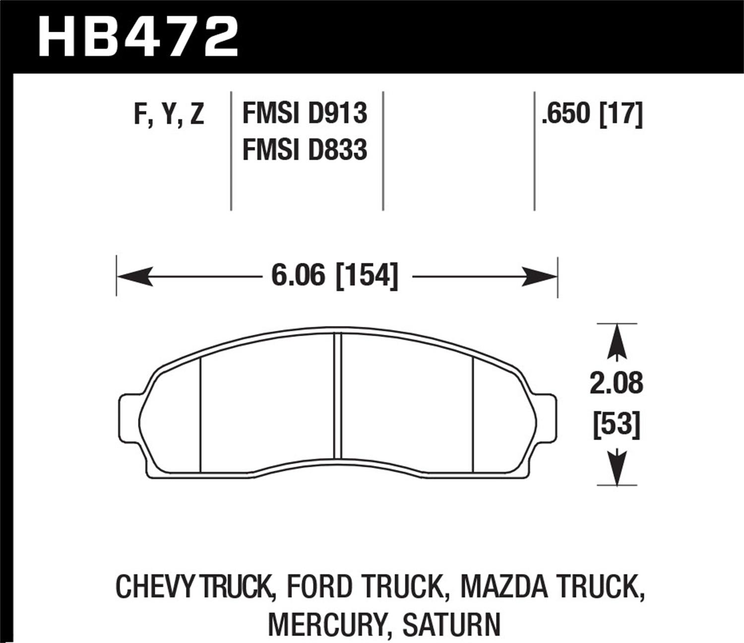 Hawk Street Brake Pads - HB472Y.650