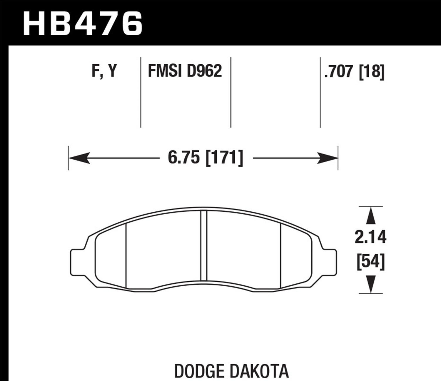 Hawk Street Brake Pads (2003-2004 Dakota) - HB476F.707