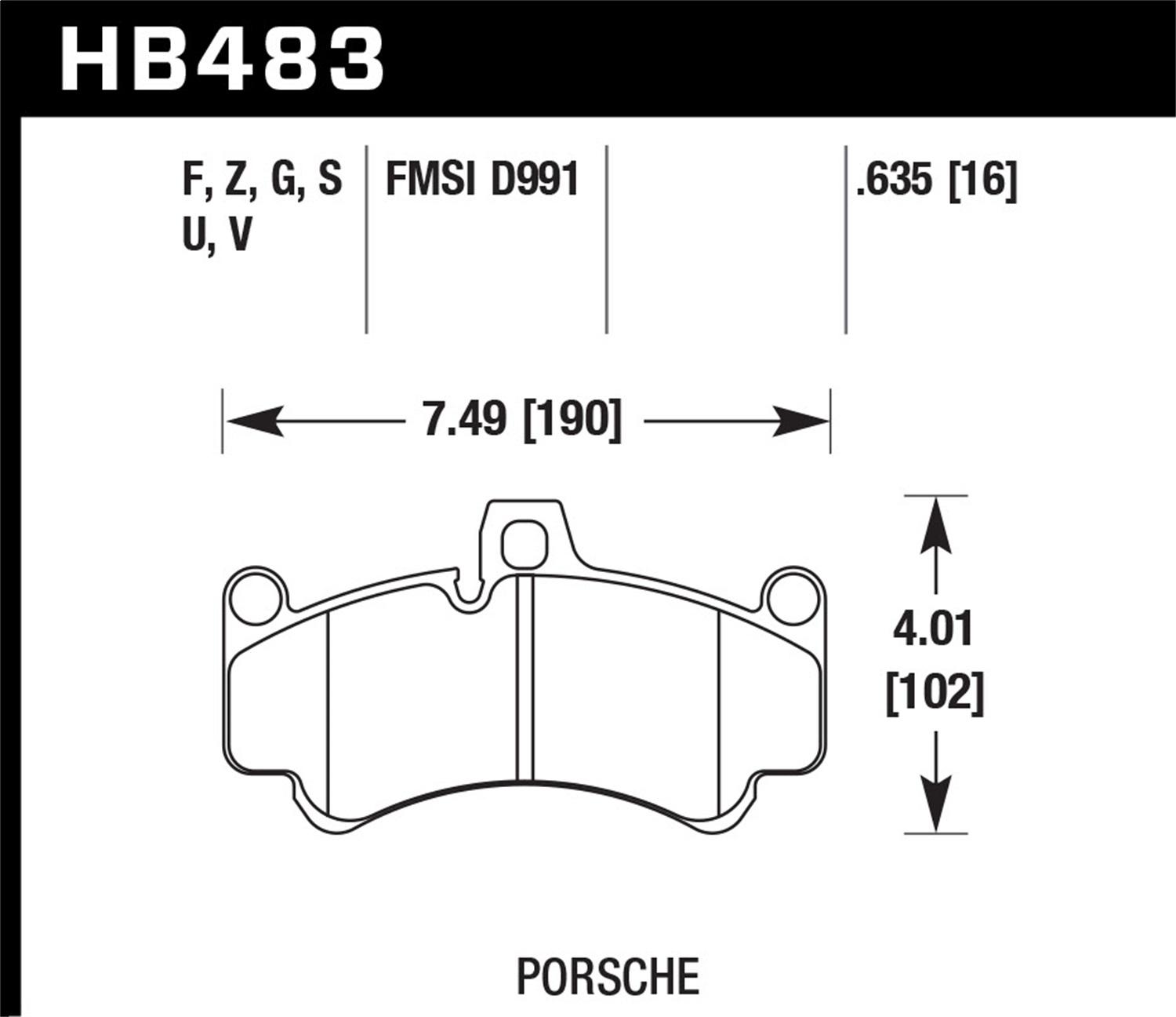 Hawk Street Brake Pads (2004-2005 Porsche Carrera GT,2001-2013 Porsche 911,2005-2010 Porsche Boxster) - HB483Z.635