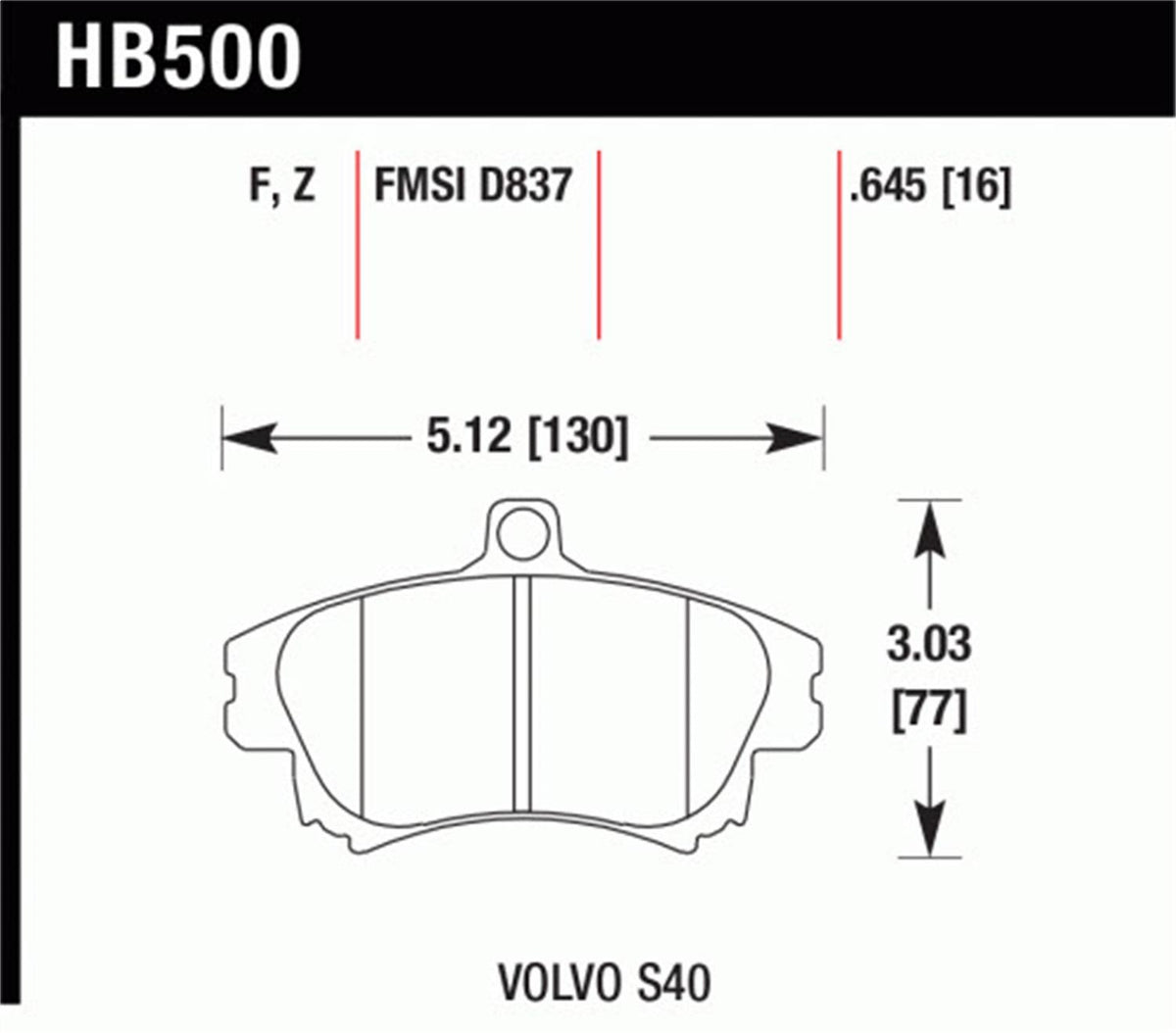 Hawk Street Brake Pads - HB500Z.645