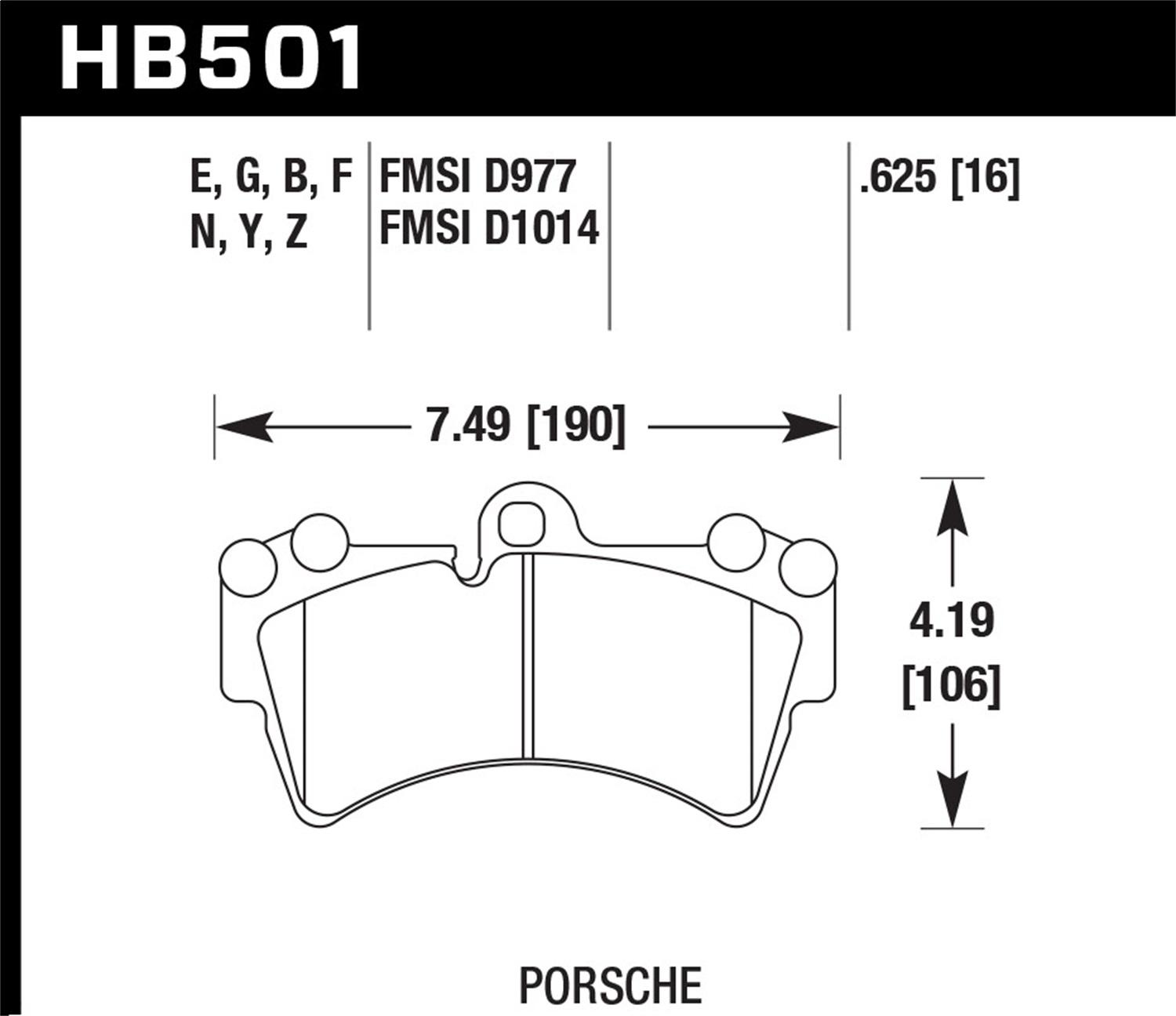 Hawk Street Brake Pads (2003-2009 Porsche Cayenne,2007-2015 Q7,2004-2008 Touareg) - HB501Y.625