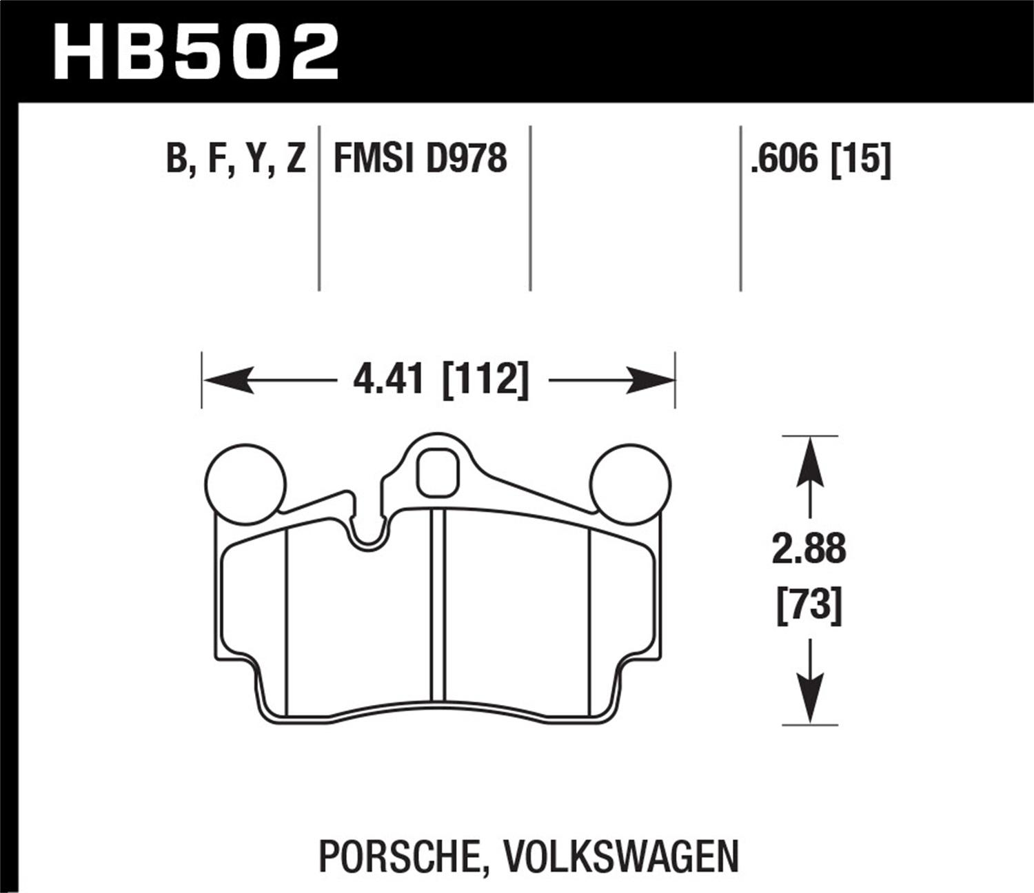 Hawk Street Brake Pads (2007-2015 Q7,2004-2008 Touareg,2003-2009 Porsche Cayenne) - HB502F.606