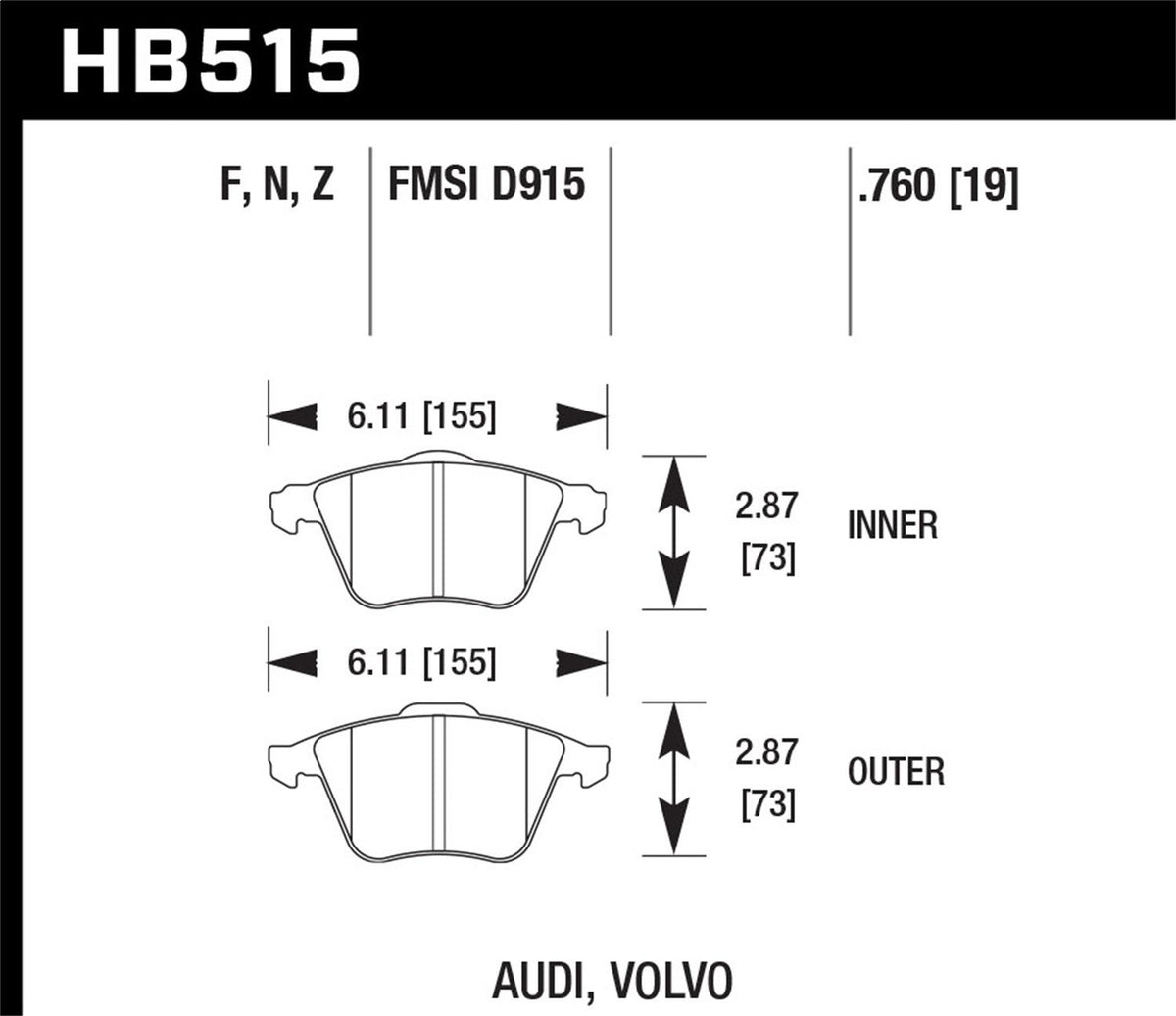 Hawk Street Brake Pads - HB515Z.760