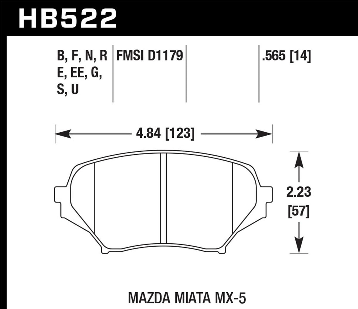 Hawk Motorsports Brake Pads (2006-2014 MX-5 Miata) - HB522E.565