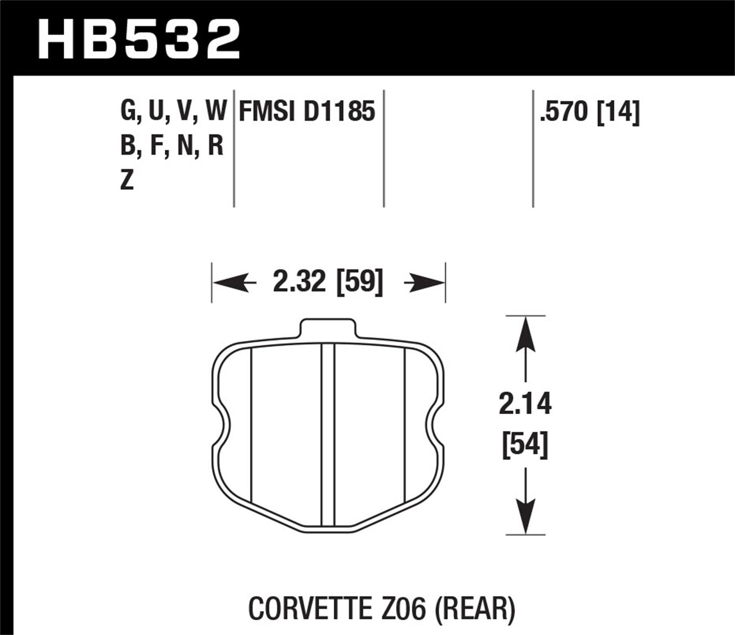 Hawk Motorsports Brake Pads (2006-2013 Corvette) - HB532G.570
