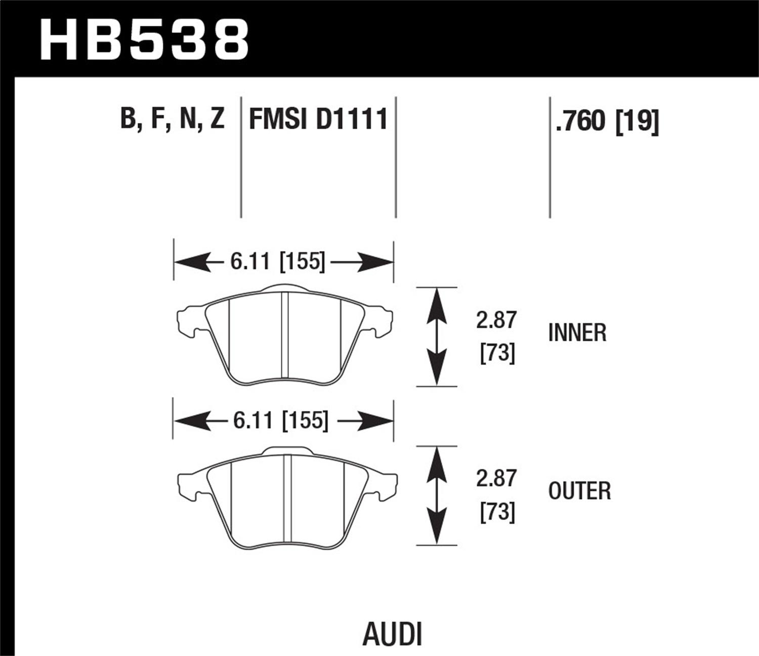 Hawk Street Brake Pads - HB538B.760
