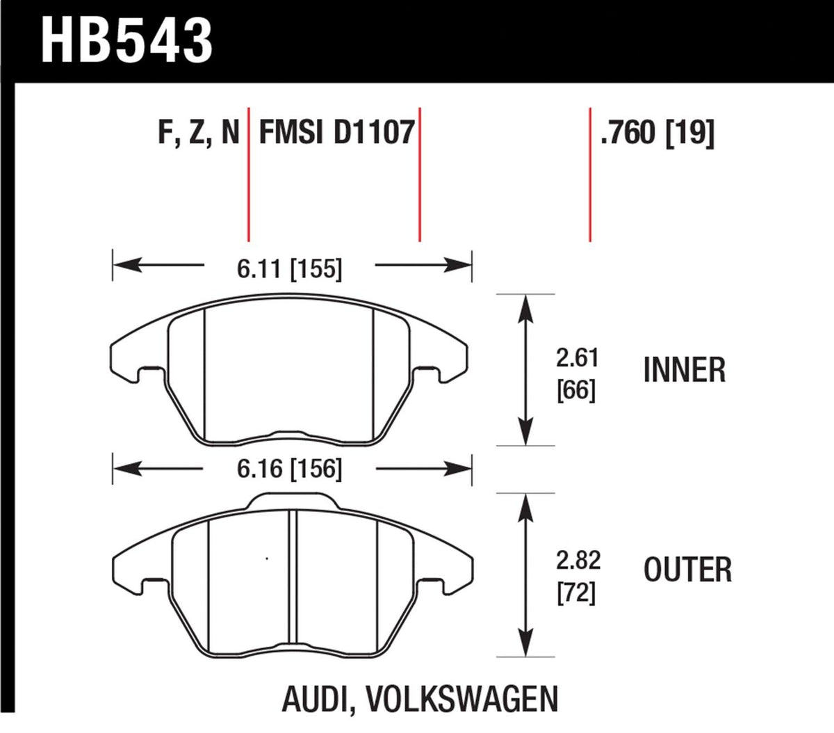 Hawk Motorsports Brake Pads - HB543G.760