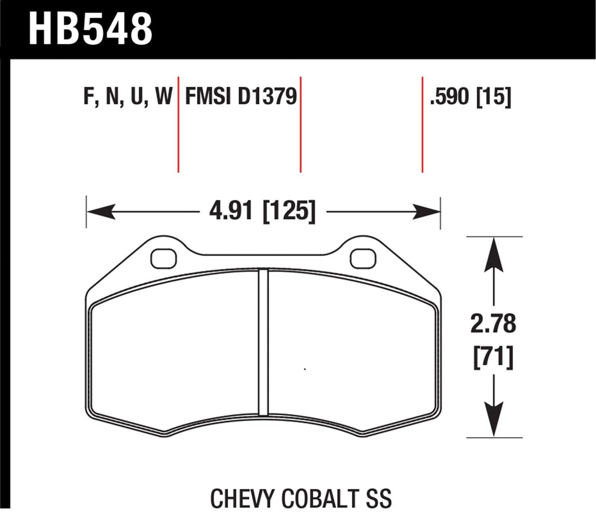 Hawk Dtc-60 Disc Brake Pad (2008-2020 4C, MX-5 Miata Club, MX-5 Miata RF Club, Cobalt SS, HHR SS) - HB548G.510