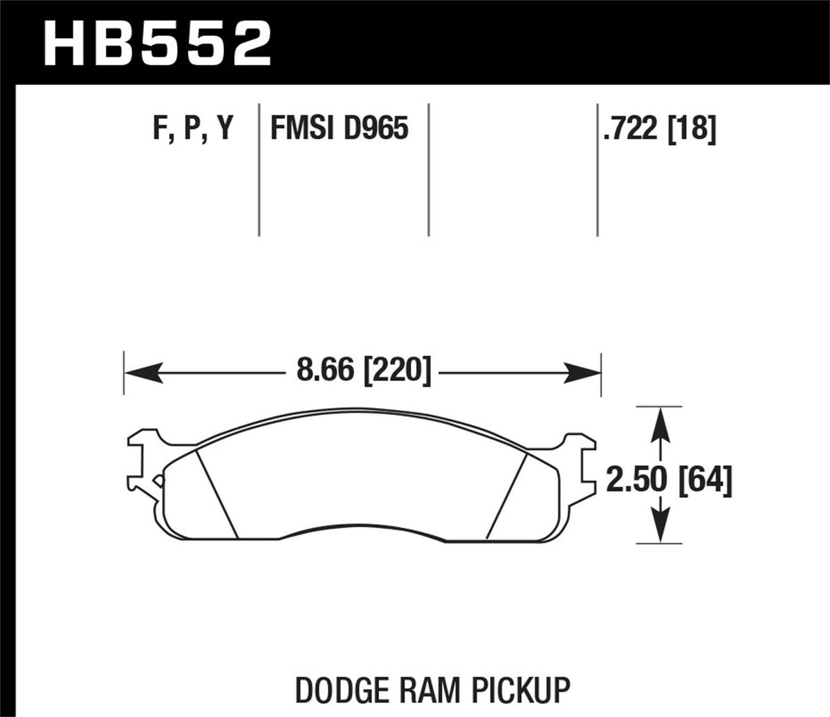 Hawk Street Brake Pads (2003-2008 Ram 3500,2003-2008 Ram 2500,2006-2008 Ram 1500) - HB552P.722
