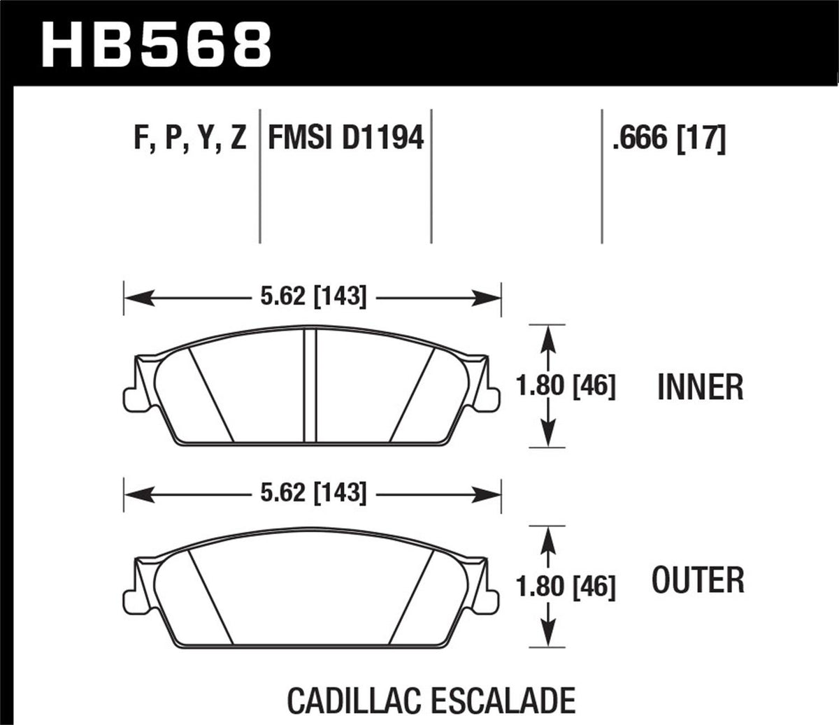 Hawk Street Brake Pads - HB568P.666