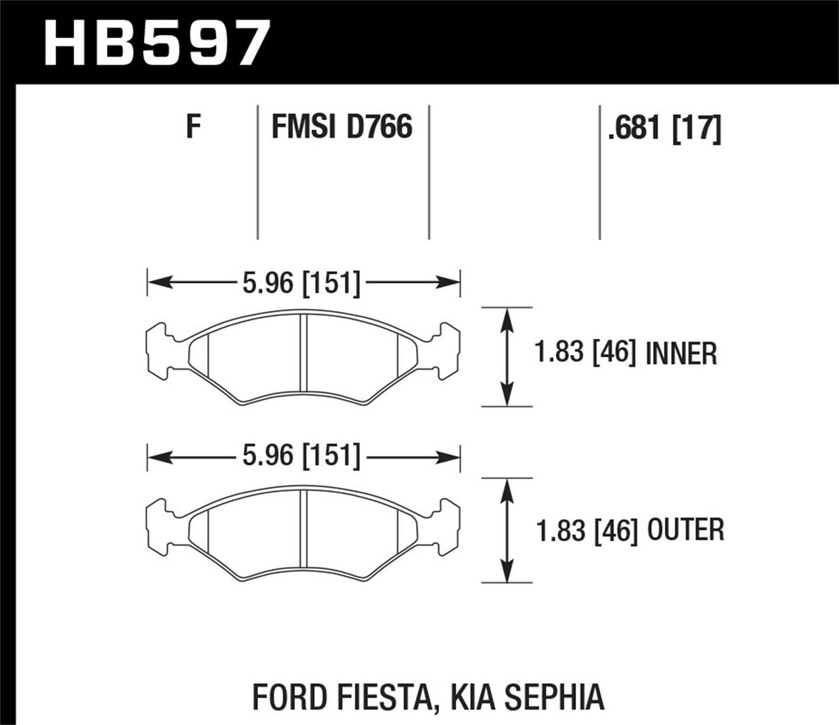 Hawk Street Brake Pads (1995-2000 Kia Sephia) - HB597F.681