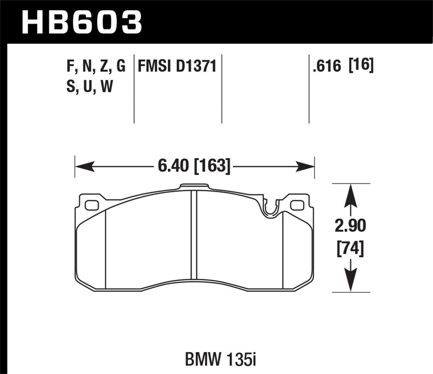 Hawk Street Brake Pads (2013-2013 135is,2008-2013 135i) - HB603F.616