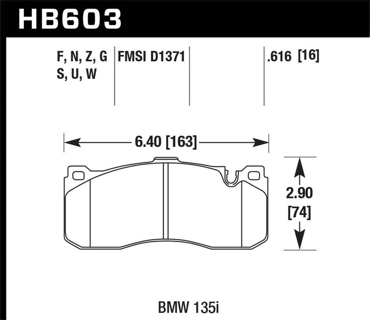 Hawk Street Brake Pads (2013-2013 135is,2008-2013 135i) - HB603N.616