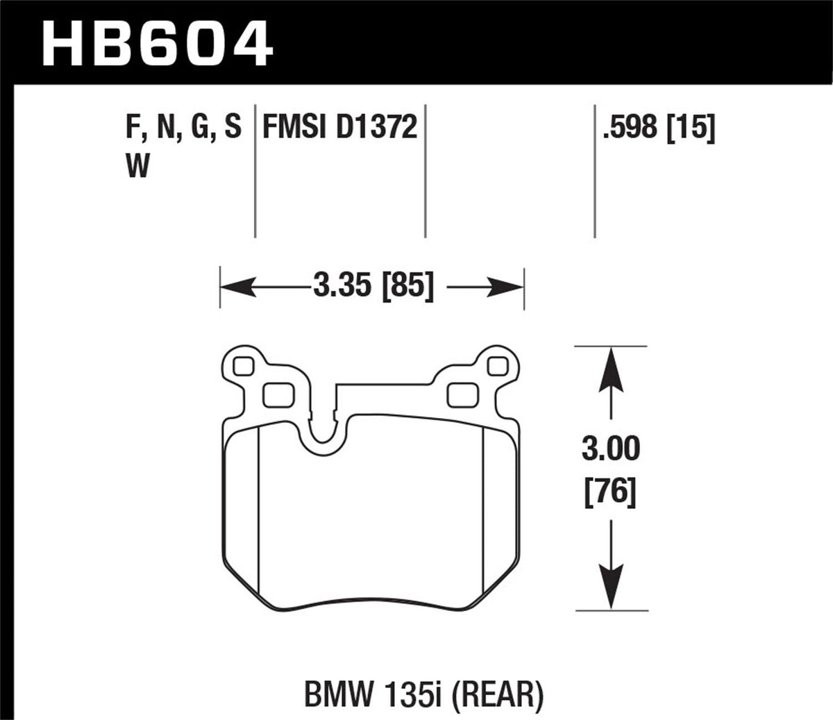 Hawk Motorsports Brake Pads (2008-2013 135i,2013-2013 135is) - HB604G.598