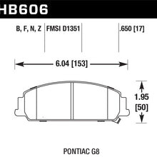 Hawk Street Brake Pads (2008-2009 G8,2012-2013 Caprice) - HB606N.650