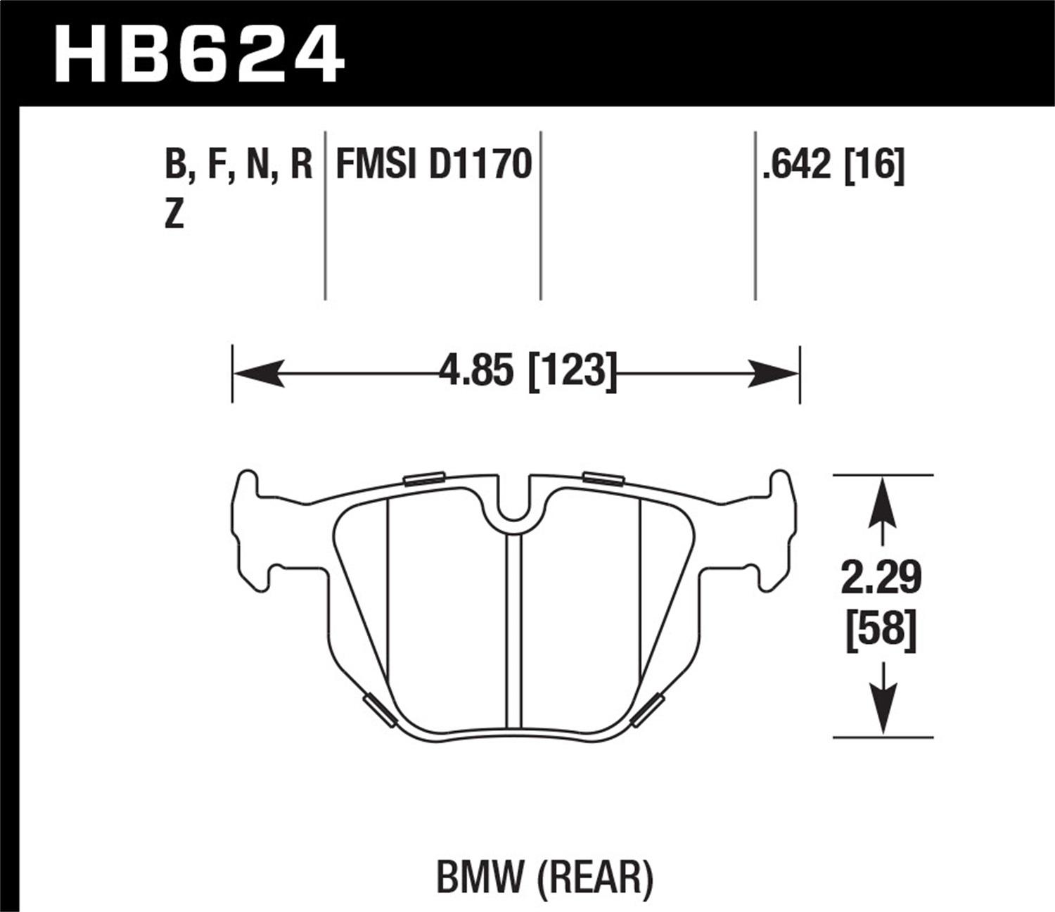 Hawk ER-1 Disc Brake Pad (2006-2015 330i, 335i, 330xi, 335xi, 335d, 335i xDrive, 335is, X1 xDrive35i) - HB624D.642