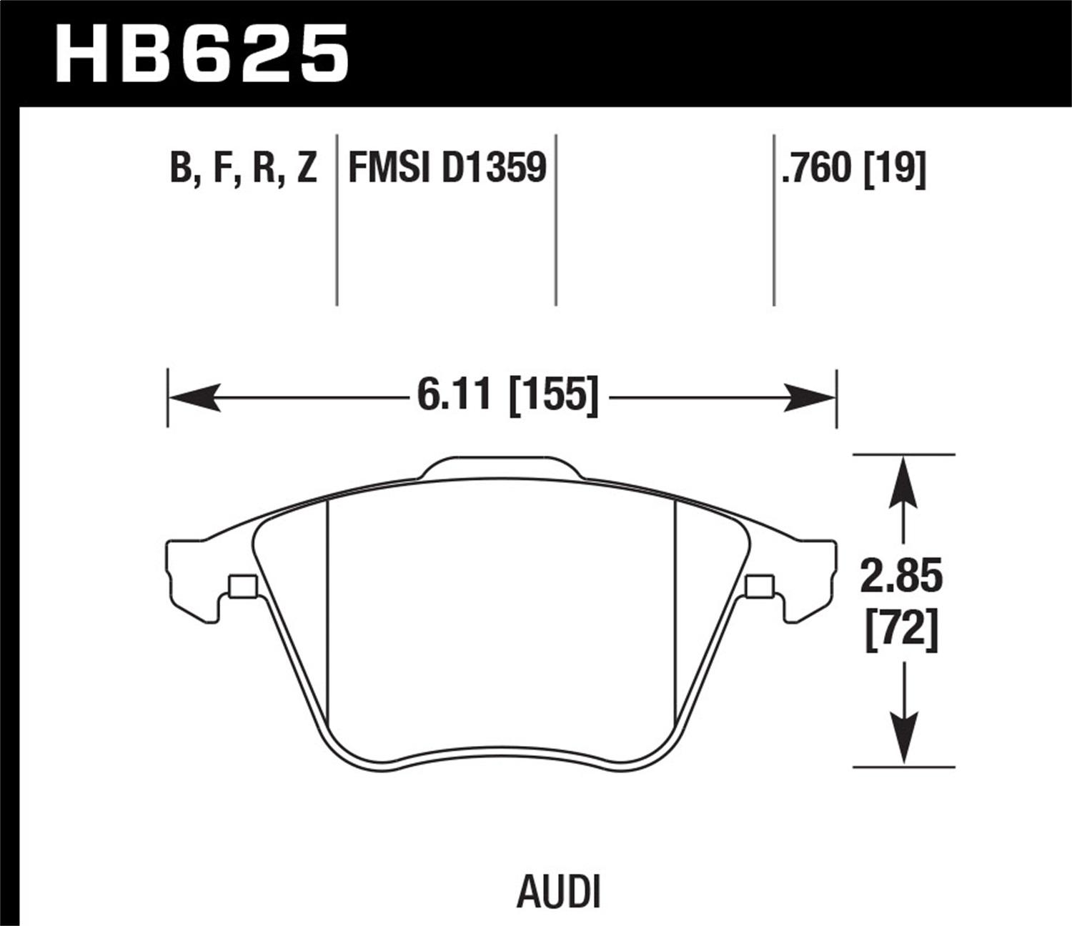 Hawk Street Brake Pads (2008-2015 TT Quattro,2009-2015 TTS Quattro,2012-2013 Golf R) - HB625F.760