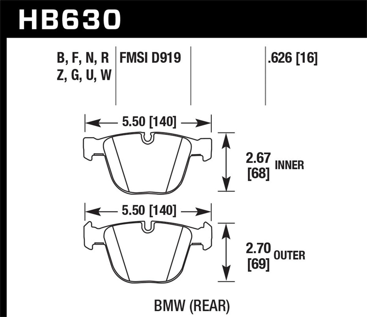 Hawk Motorsports Brake Pads - HB630G.626