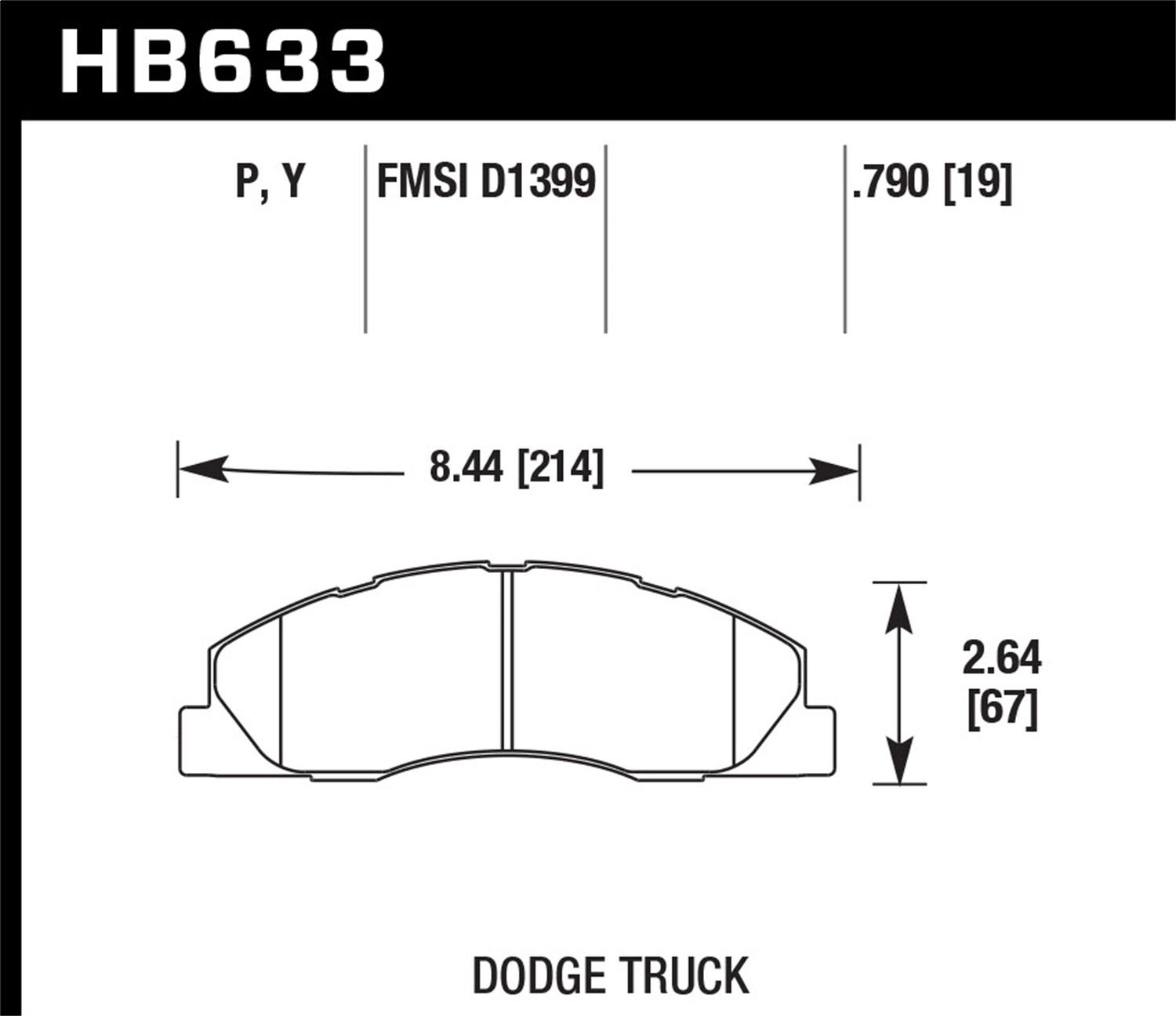 Hawk Street Brake Pads (2011-2016 Ram 2500,2009-2010 Ram 2500,2009-2010 Ram 3500,2011-2016 Ram 3500) - HB633Y.790