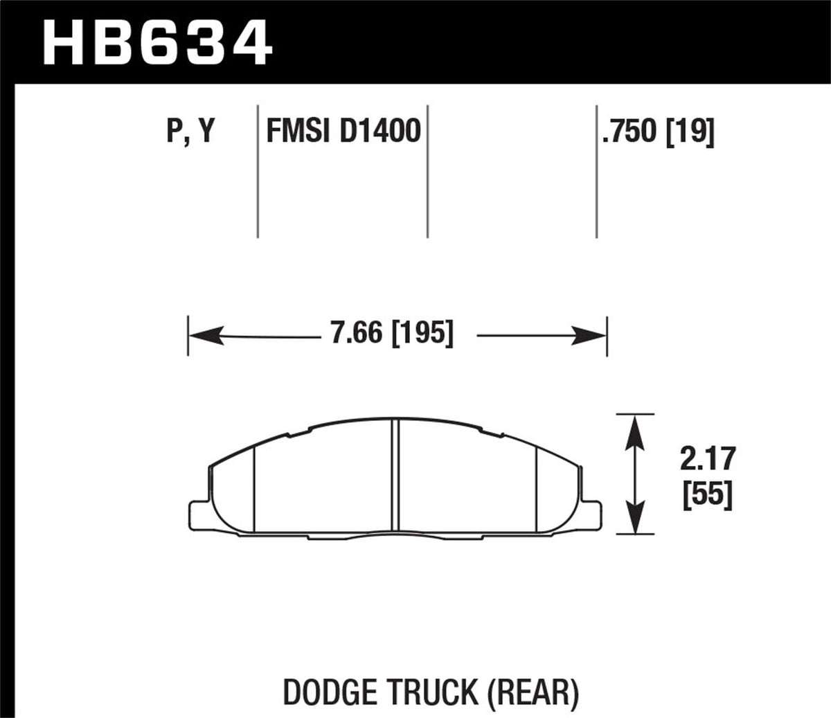 Hawk Street Brake Pads (2011-2016 Ram 2500,2009-2010 Ram 3500,2011-2016 Ram 3500,2009-2010 Ram 2500) - HB634Y.750