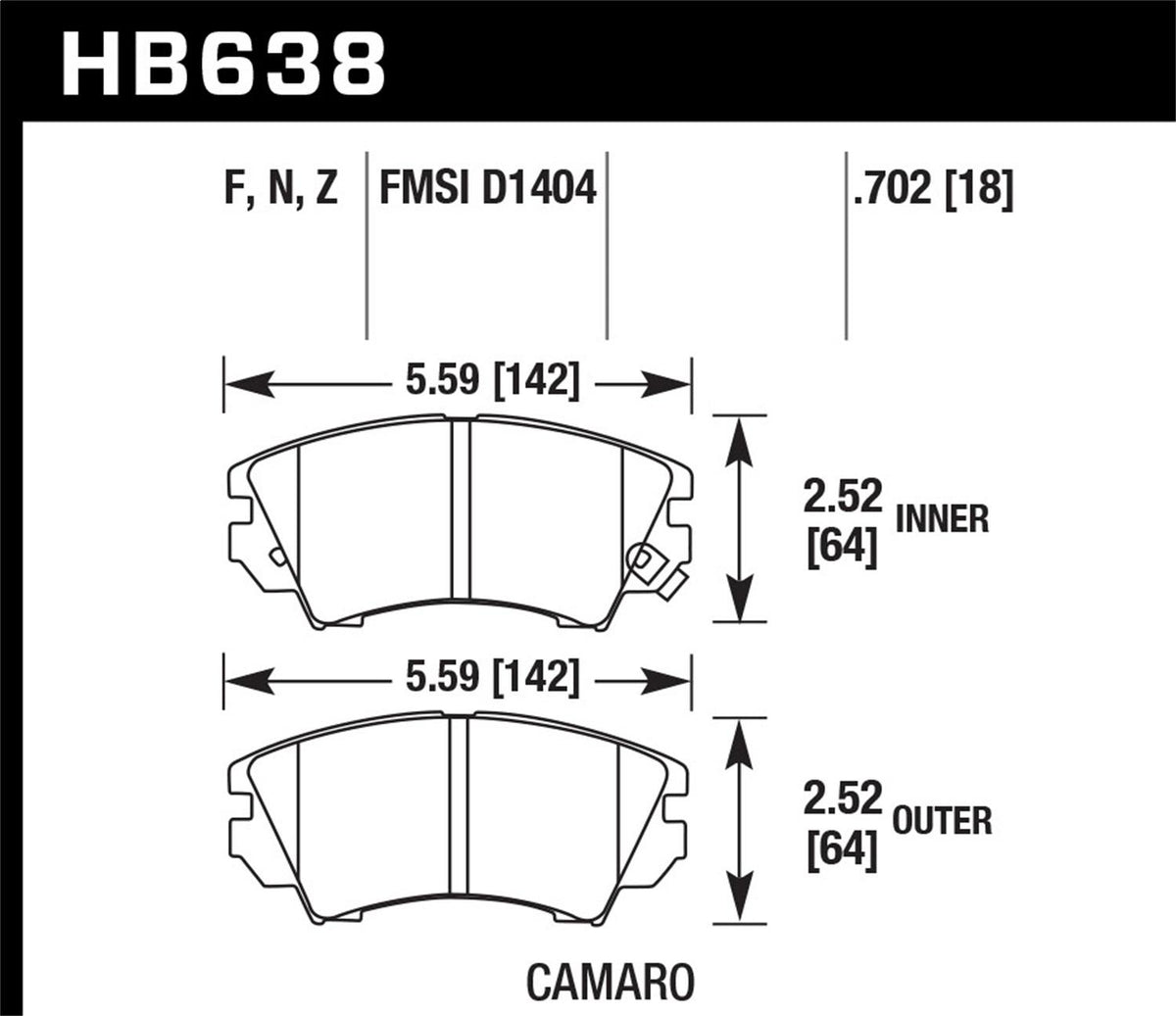 Hawk Street Brake Pads (2011-2015 Caprice,2010-2015 Camaro) - HB638B.702