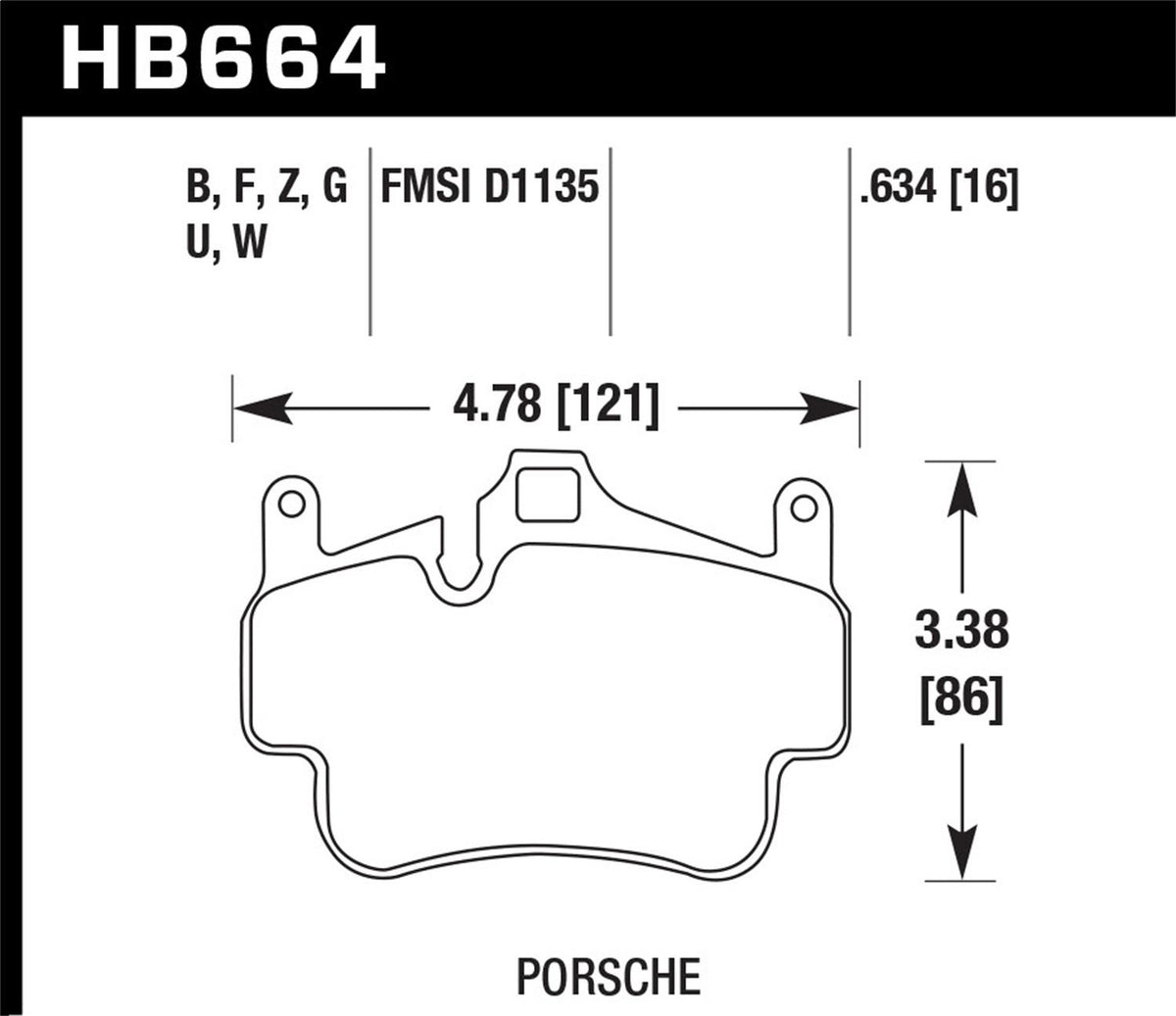 Hawk Hp Plus Disc Brake Pad (2005-2012 Porsche 911, Porsche Boxster, Porsche Cayman) - HB664N.634