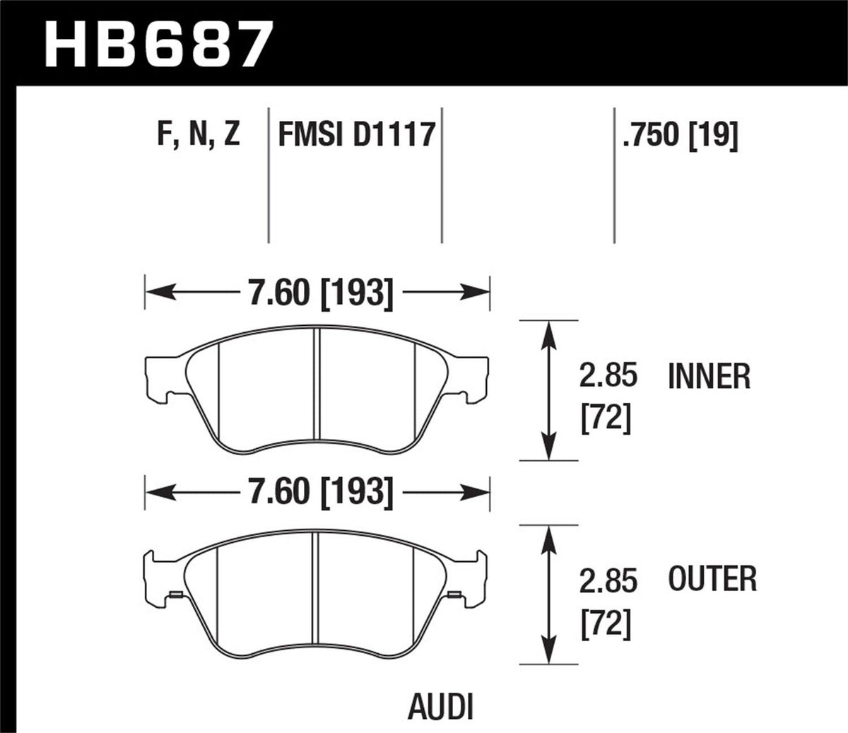 Hawk Street Brake Pads - HB687B.750