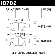 Hawk Street Brake Pads (2011-2016 Grand Cherokee,2011-2016 Durango) - HB702Z.662