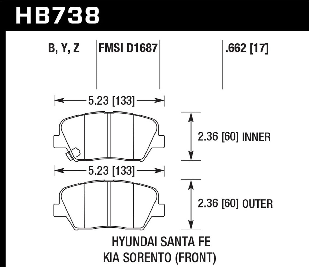 Hawk Street Brake Pads - HB738Z.662