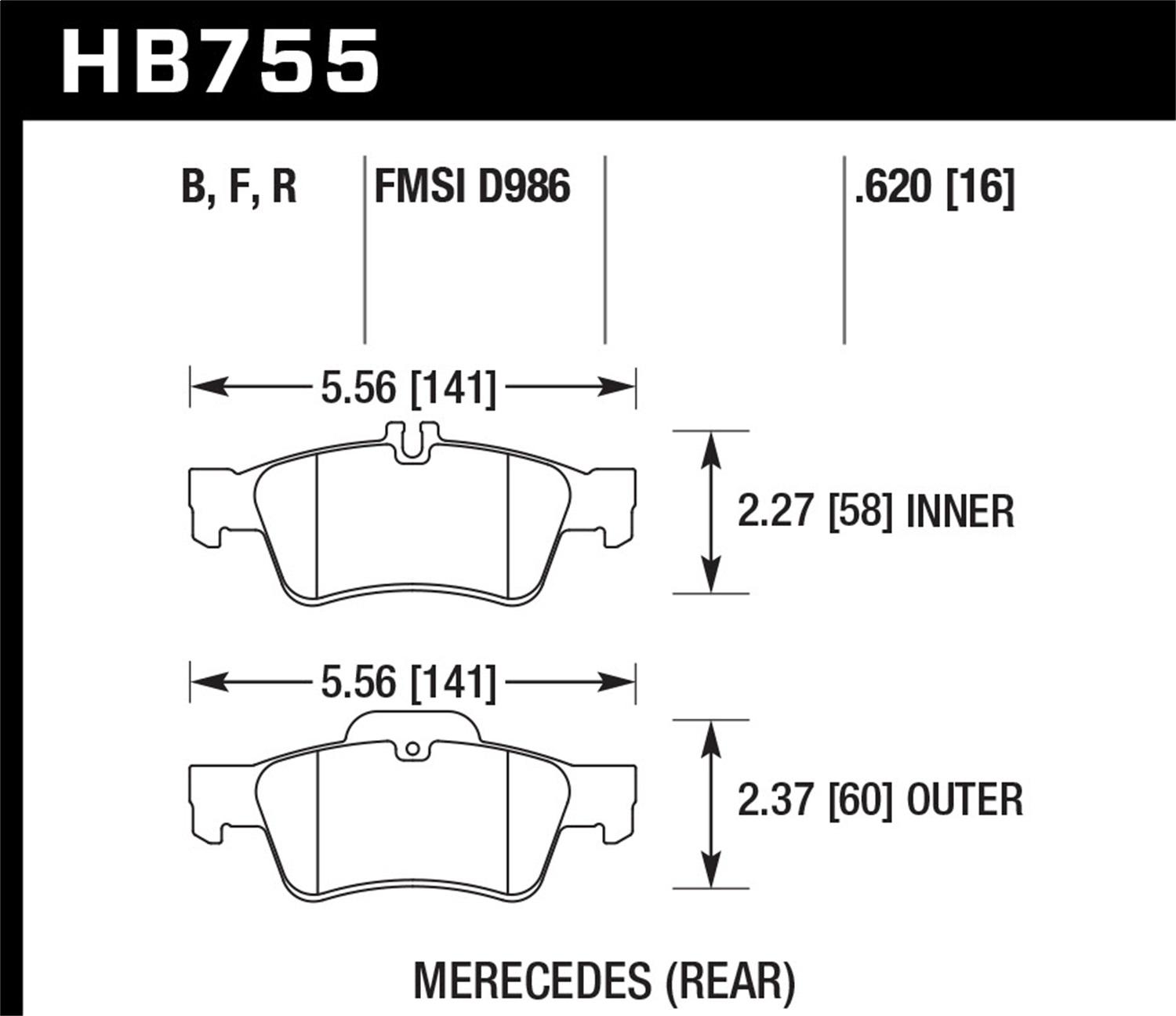 Hawk Street Brake Pads - HB755F.620