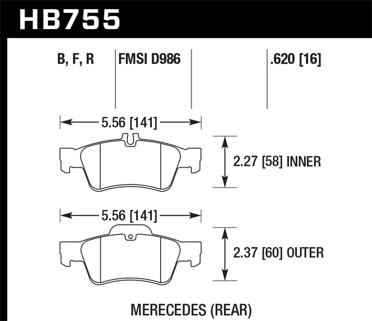 Hawk Street Brake Pads - HB755N.620