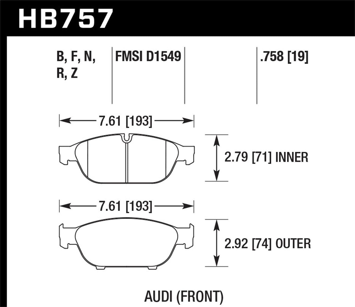 Hawk Street Brake Pads - HB757R.758