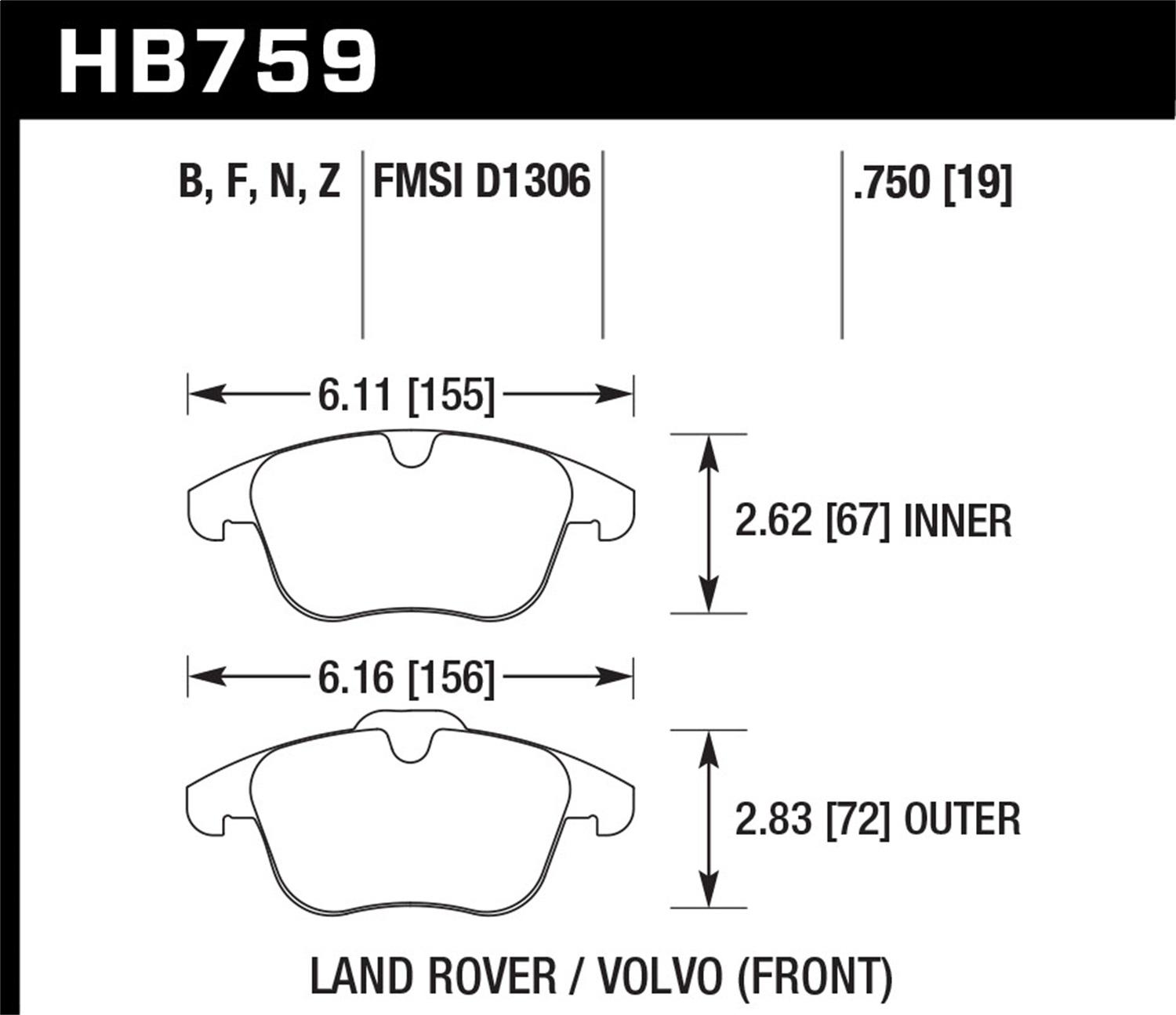Hawk Street Brake Pads - HB759Z.750