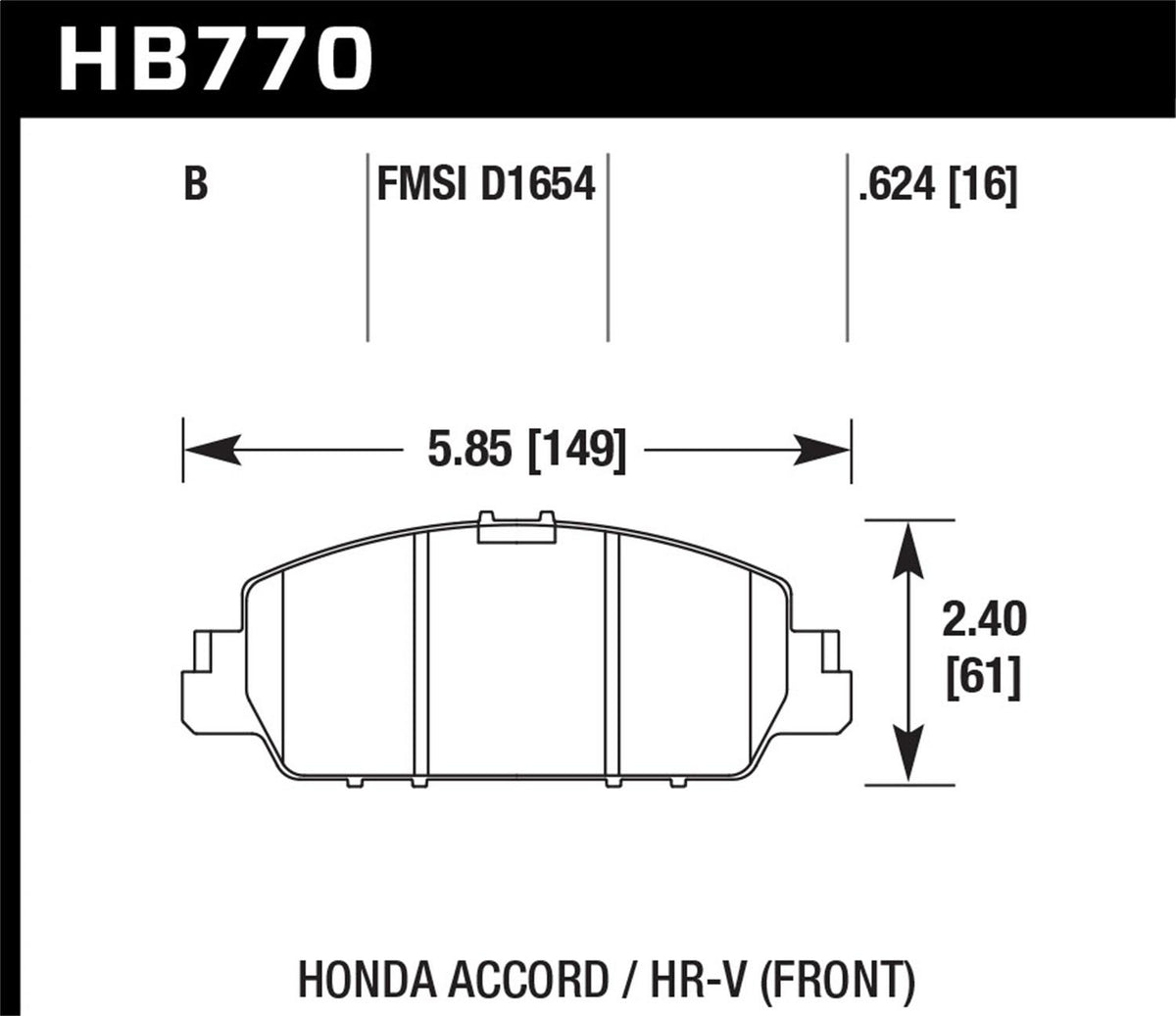 Hawk Street Brake Pads (2016-2016 HR-V,2013-2016 Accord) - HB770B.624