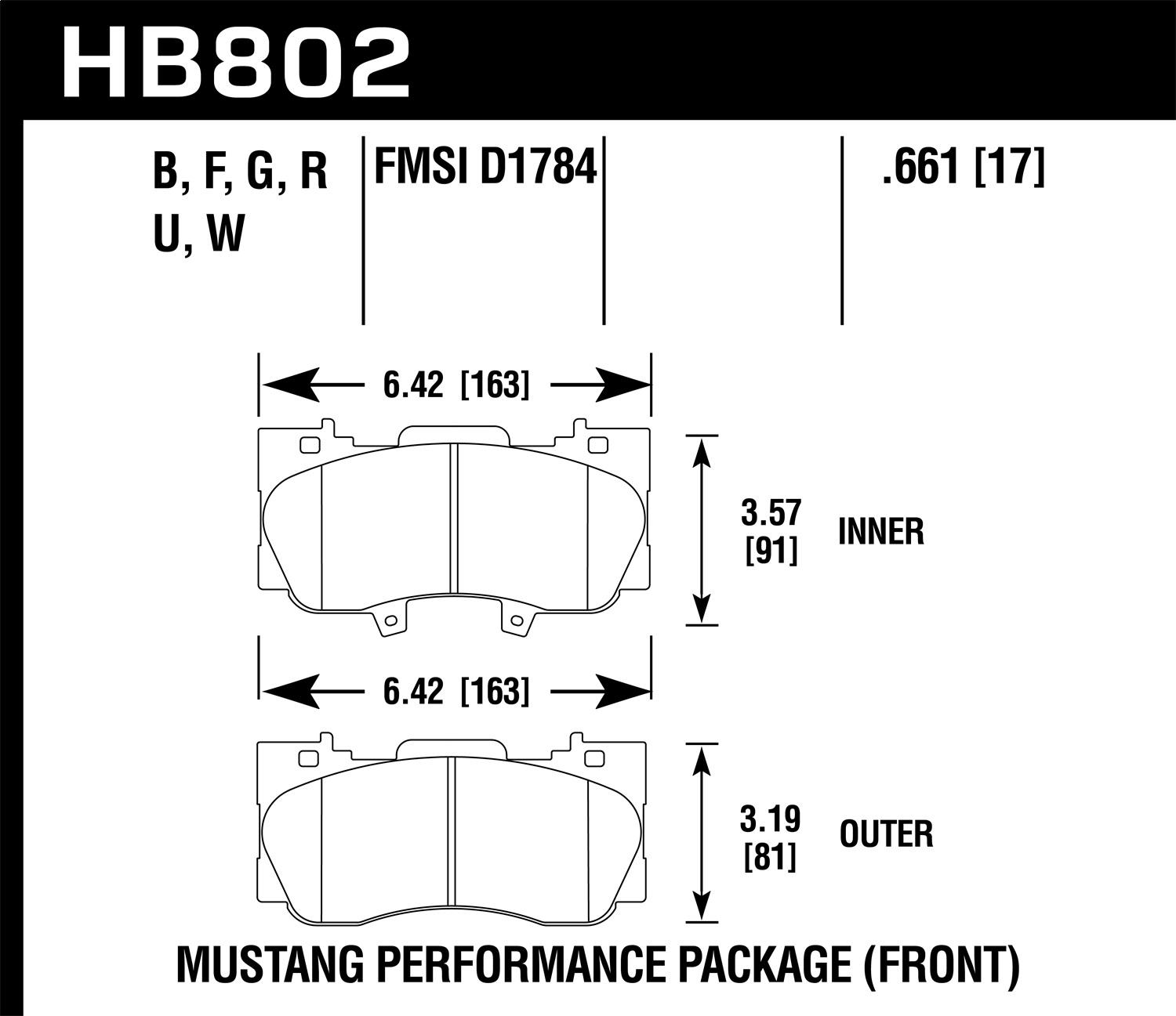 Hawk Performance 2015+ Mustang HPS 5.0 Street Pads (Front-Performance Pack EcoBoost/Base GT 2015-2017)