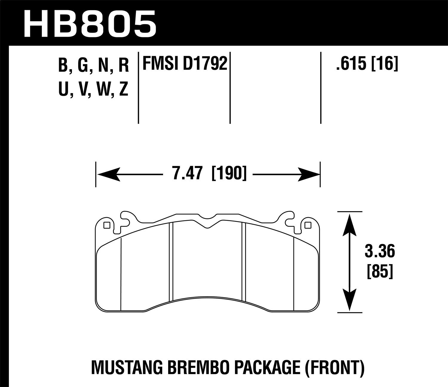 Hawk Motorsports Brake Pads (2015-2017 Mustang) - HB805V.615