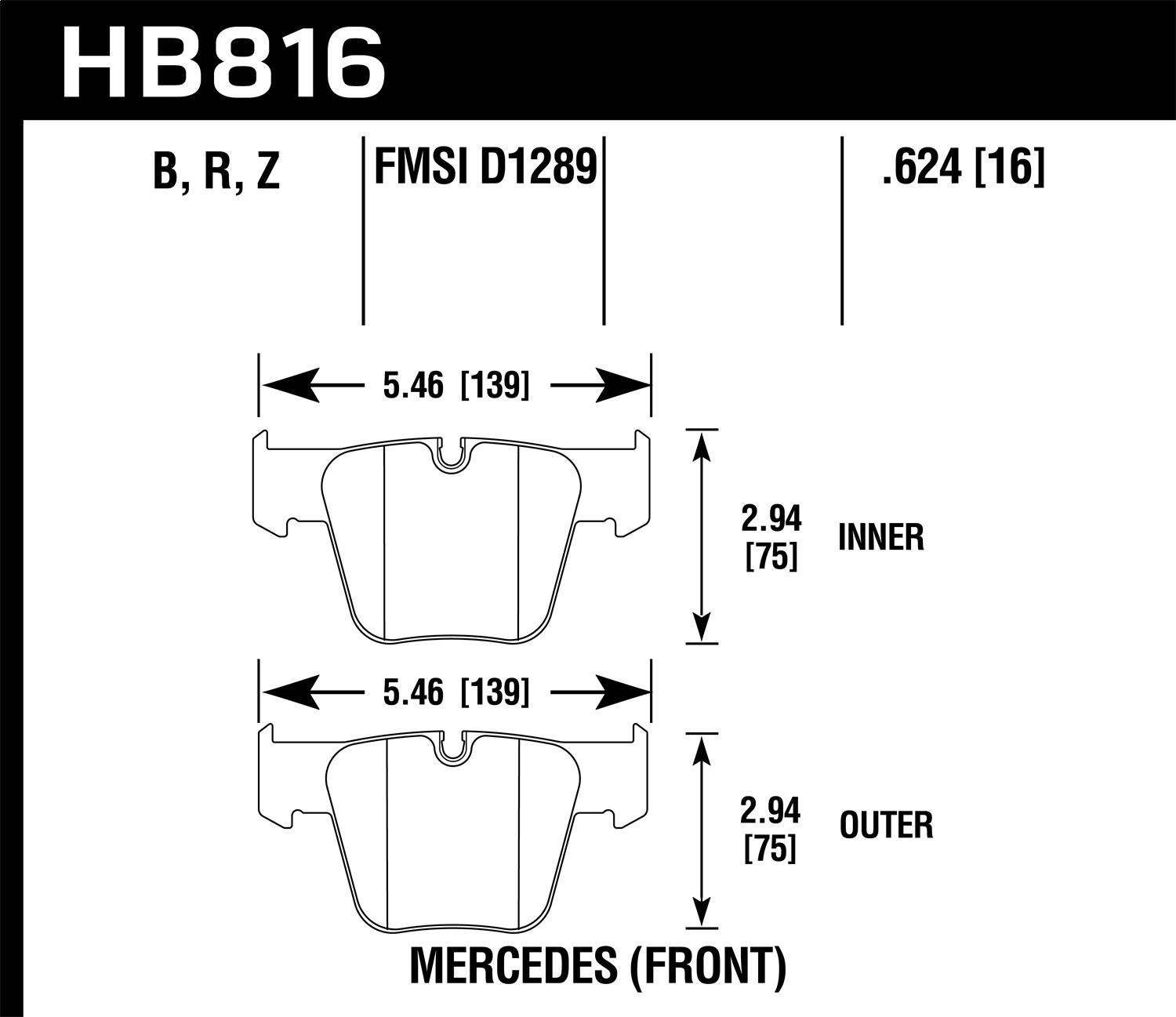 Hawk Street Brake Pads - HB816B.624