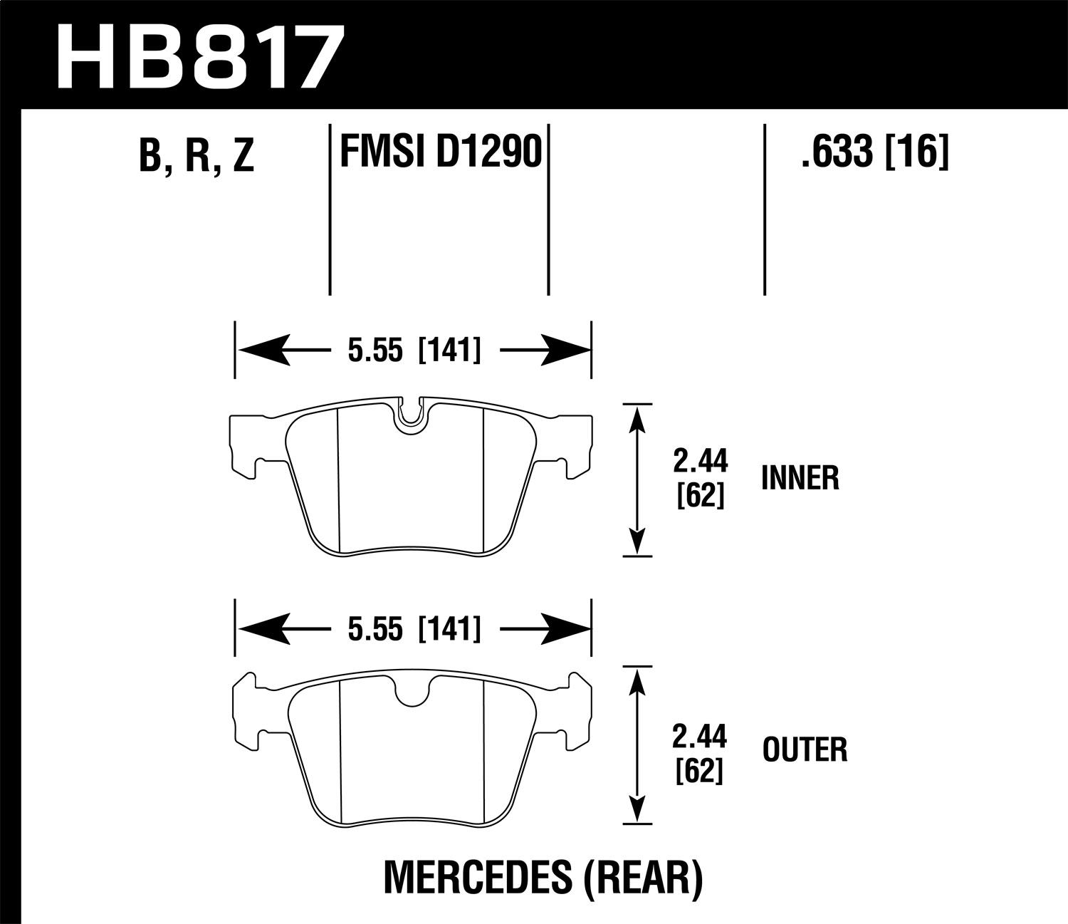 Hawk Street Brake Pads - HB817R.633