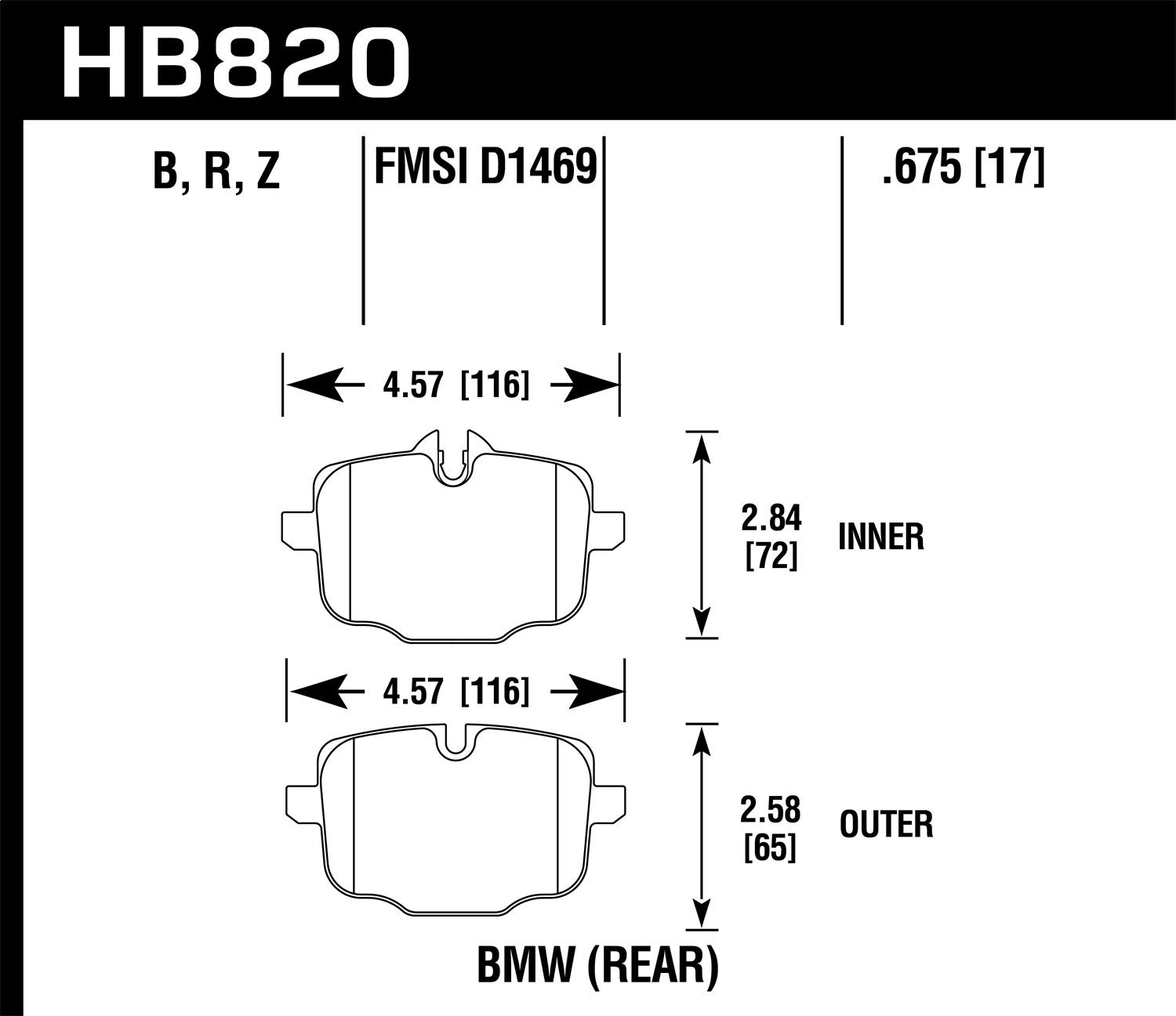 Hawk Street Brake Pads - HB820R.675
