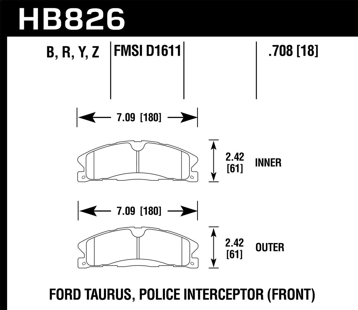 Hawk Street Brake Pads - HB826R.708