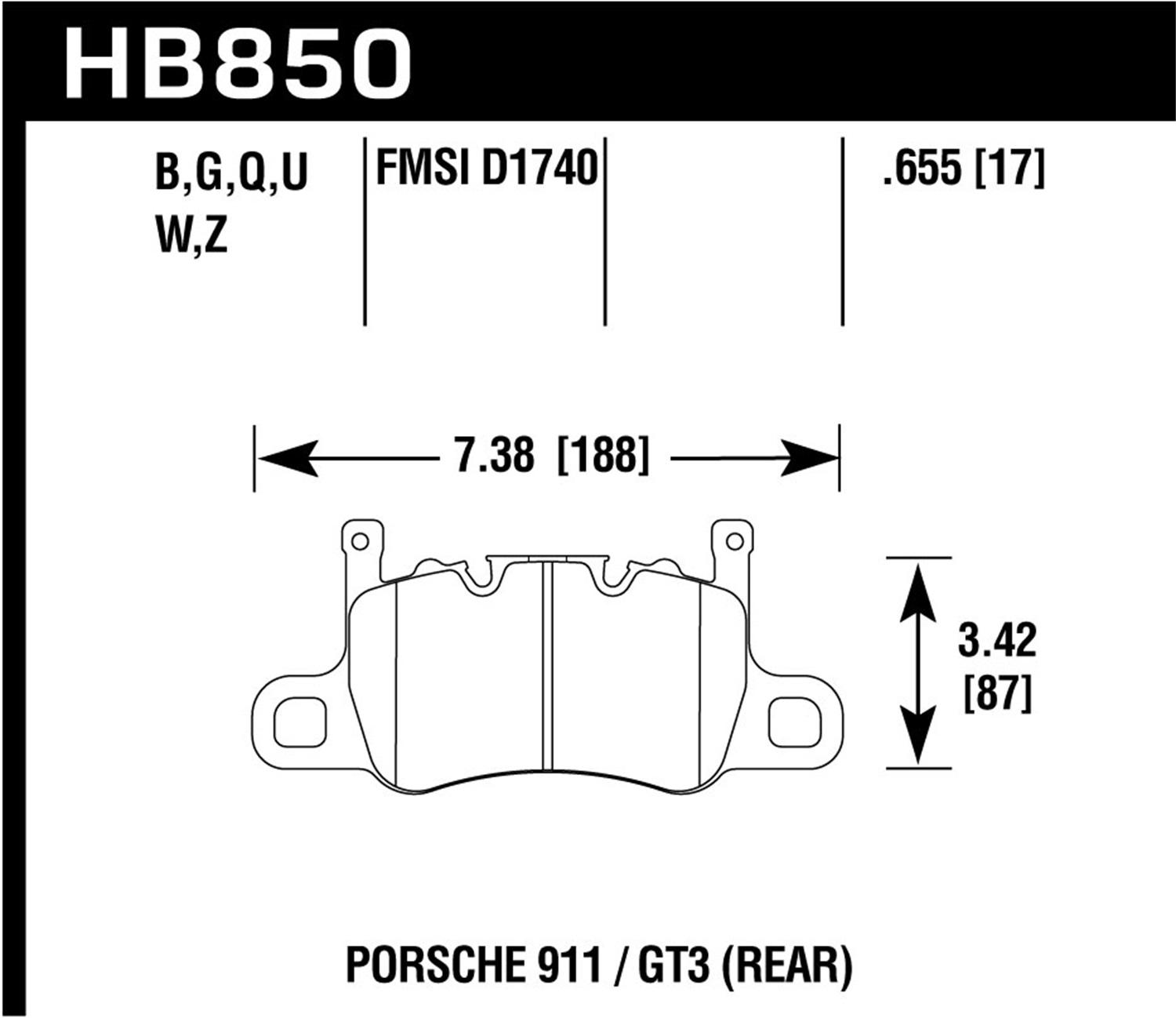 Hawk Street Brake Pads (2016-2016 Porsche Cayman,2017-2017 Porsche Panamera,2014-2017 Porsche 911) - HB850B.655