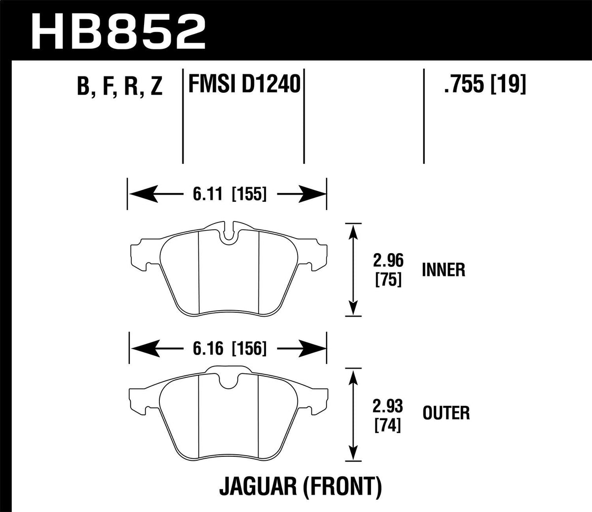 Hawk Street Brake Pads - HB852F.755