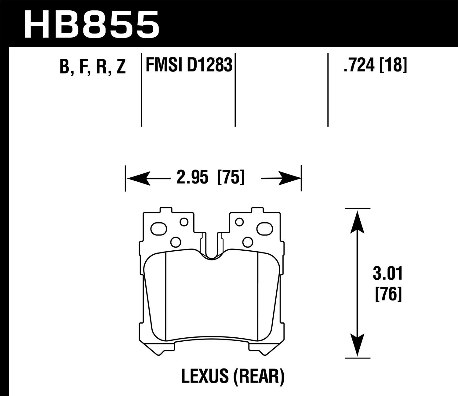 Hawk Street Brake Pads (2008-2016 Lexus LS600h,2007-2017 Lexus LS460) - HB855R.724