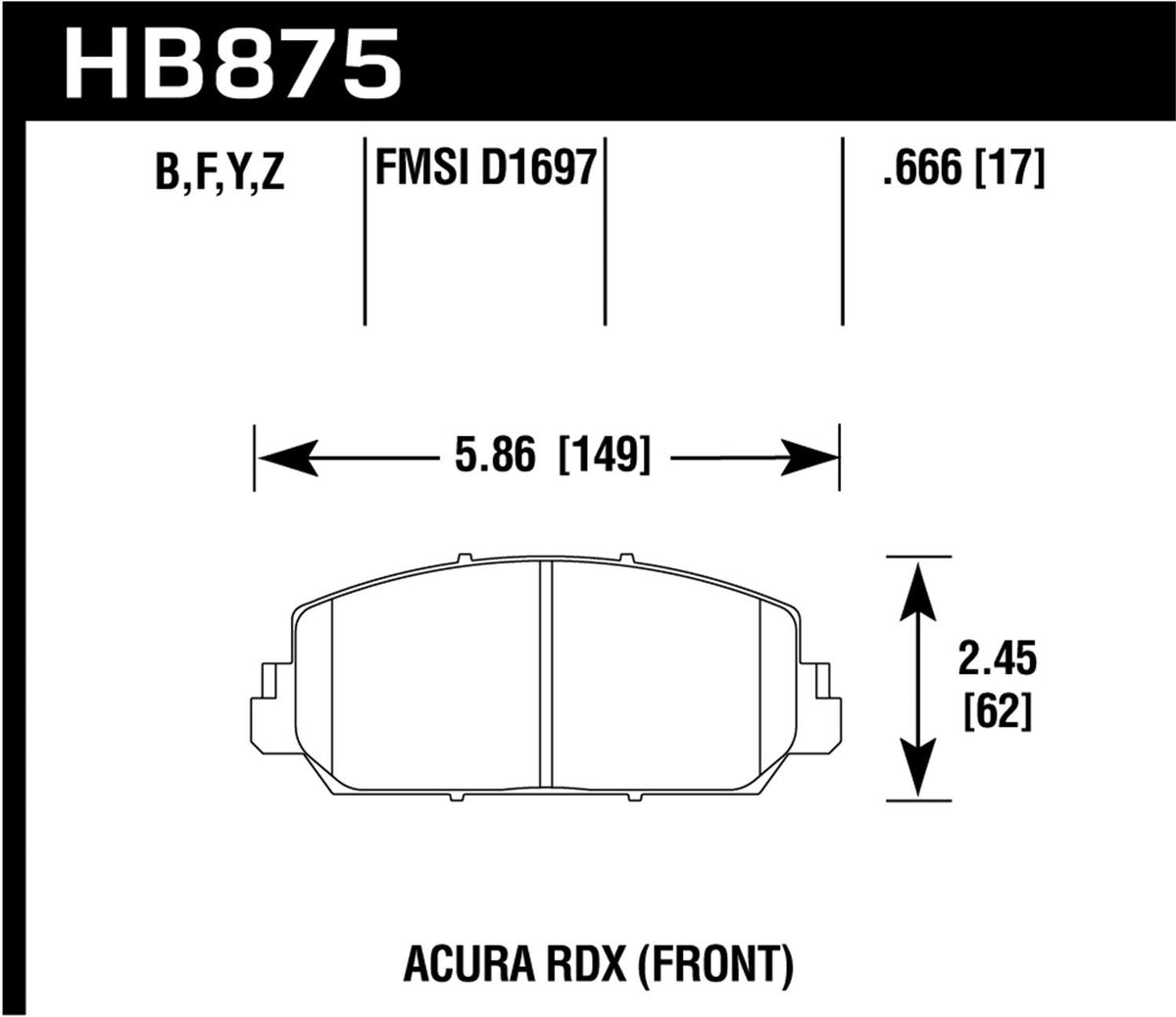 Hawk Dtc-60 Disc Brake Pad - HB875G.666