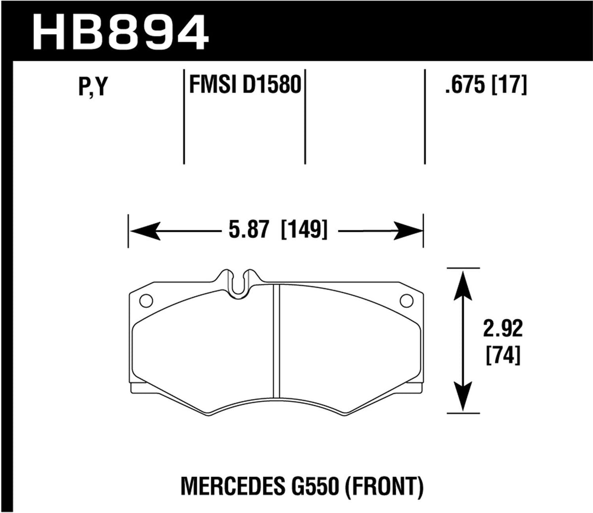 Hawk Street Brake Pads (2009-2017 G550) - HB894Y.675
