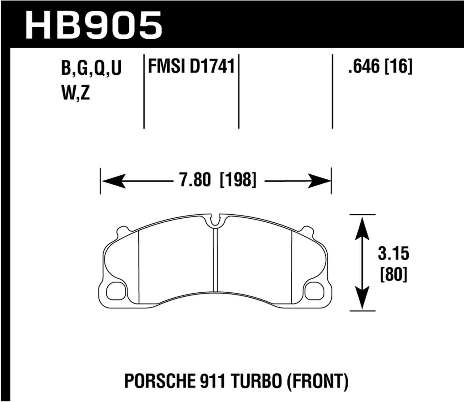 Hawk Street Brake Pads (2014-2017 Porsche 911) - HB905Z.646