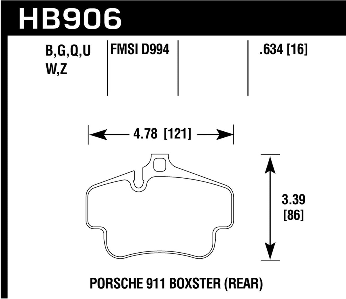 Hawk Street Brake Pads (2002-2012 Porsche 911,2005-2011 Porsche Boxster) - HB906B.634
