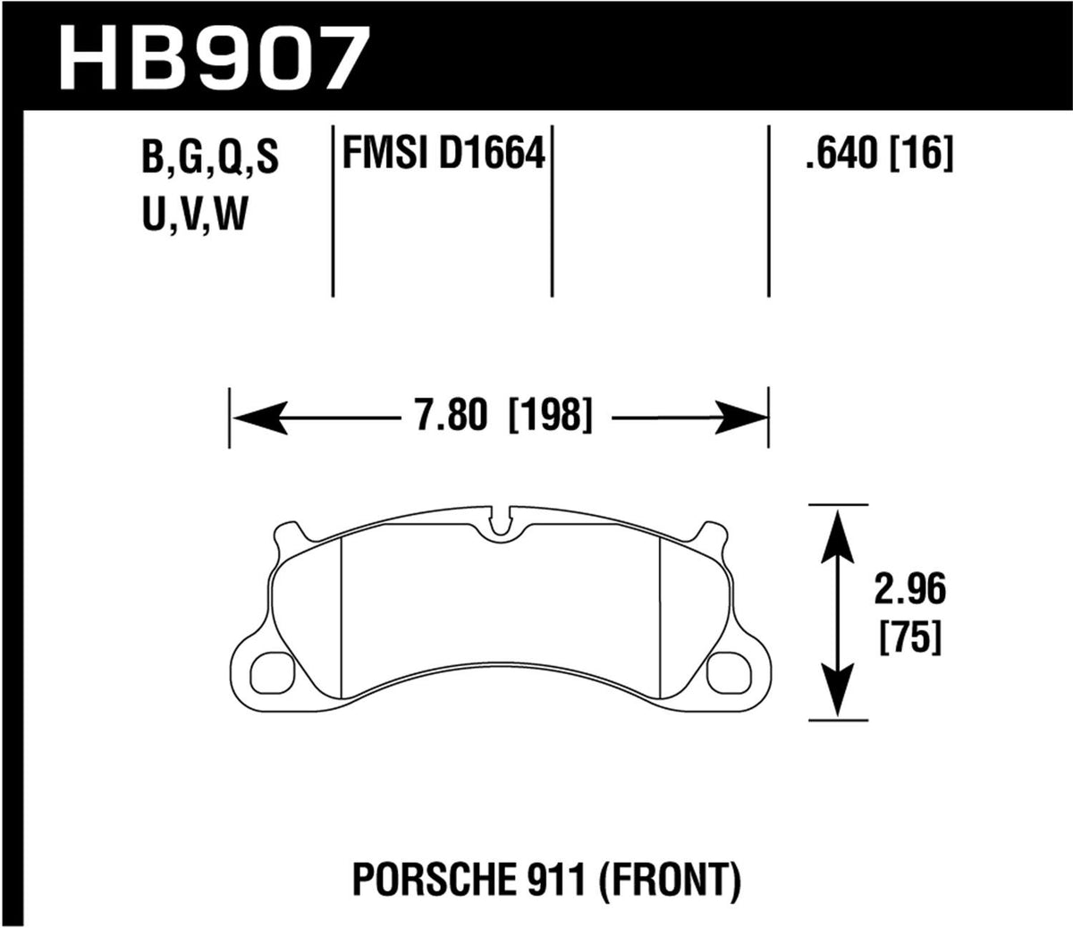 Hawk Street Brake Pads (2016-2016 Porsche Boxster,2012-2016 Porsche 911) - HB907N.640